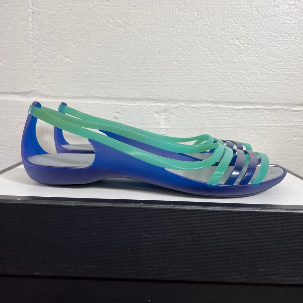Crocs Isabella Iconic Blue Teal Comfort Strappy Jelly Sandals 202463 Women's 10